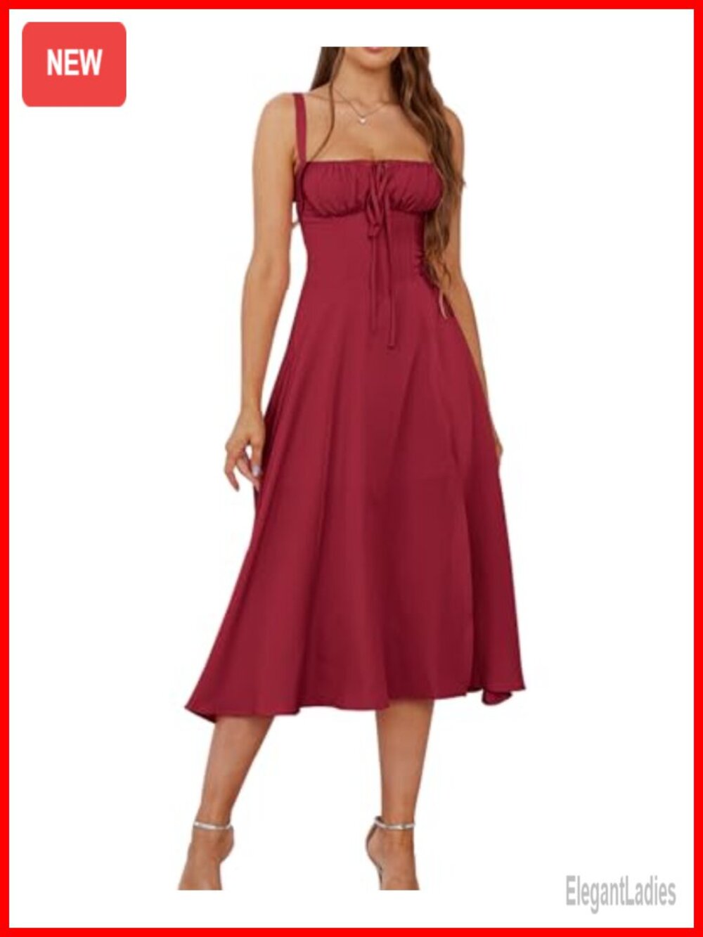 Women's Corset Midi Dress Polyester Spandex Square Neck Sleeveless Wedding Guest